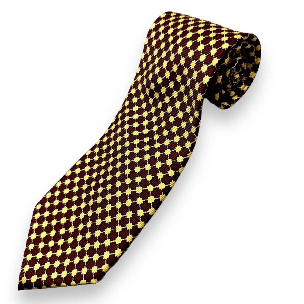 Harold Powell Silk Dress‎ Tie Made in USA Geometric Diamond Pattern 59" 4"